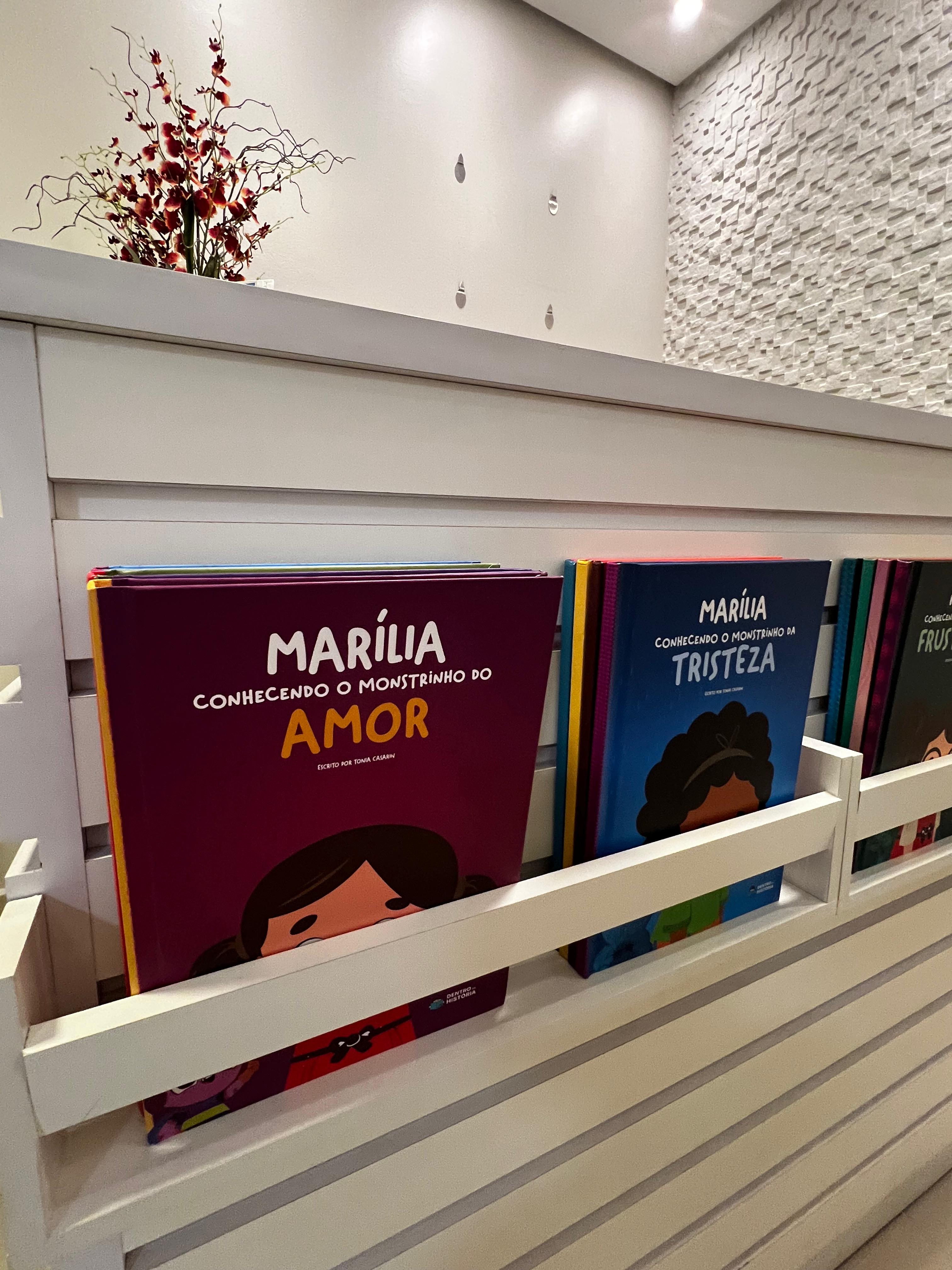 Livros infantis expostos na recepção do CNAM